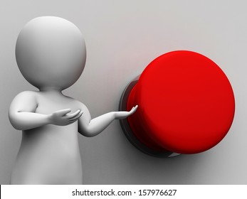 Blank Push Button And Character Shows Control Or Panic