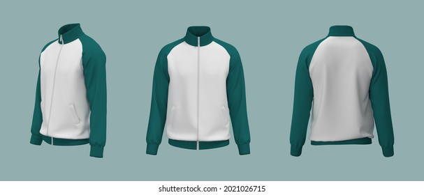 Blank Raglan Tracksuit Jacket Mockup, 3d Illustration, 3d Rendering