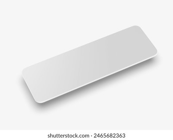 Blank rectangular badge pin brooch. Realistic 3d illustration isolated on white background.