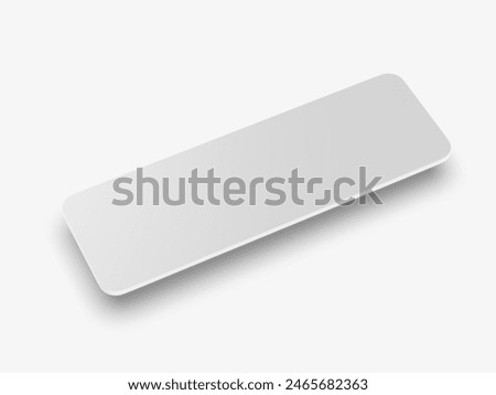 Blank rectangular badge pin brooch. Realistic 3d illustration isolated on white background.