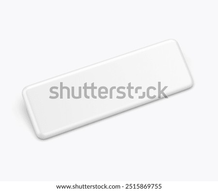 Blank rectangular badge pin brooch. Realistic 3d illustration isolated on white background.
