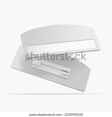 Blank rectangular badge pin brooch. Realistic 3d illustration isolated on white background.