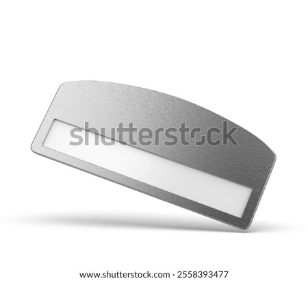 Blank rectangular badge pin brooch. Realistic 3d illustration isolated on white background.