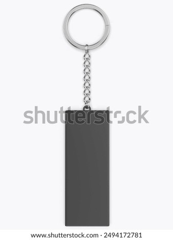 Blank rectangular pendant keychain ring blank template 3d illustration.