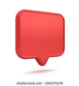 Blank Red 3d Speech Bubble Pin Icon Isolated On White Background With Shadow 3D Rendering