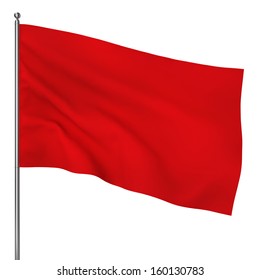 Blank Red Flag. 3d Illustration On White Background 