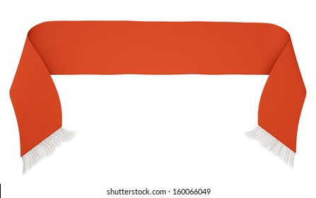 Blank Red Football Scarf Isolated On A White Background. 3D Render