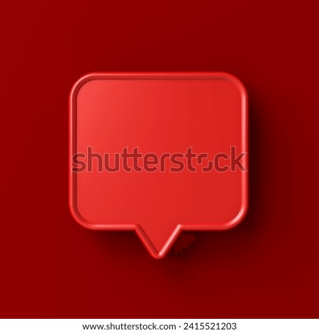 Blank red speech bubble pin isolated on dark red wall background with shadow minimal concept 3D rendering