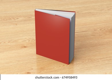 Blank Red Vertical Dust Jacket Or Dust Wrapper Standing Book. Isolated With Clipping Path Around Book. 3d Illustration.