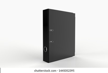 Blank Ring Binder Folder Design Mockup. Self-binder Mock Up With Stack Of A4 Paper. Office Supply Cardboard Folder Branding Presentation. Desk Lever Arch File Cover. 3d Illustration 