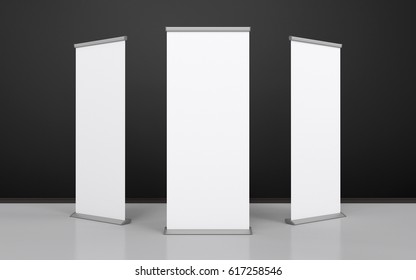 Blank Roller Banner Set. 3d Illustration 