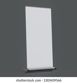 Blank Rollup Banner Display. Template Mockup. 3D Rendering