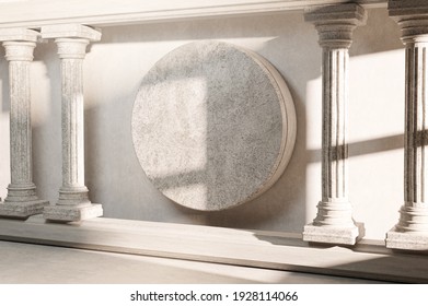 Blank Round Stone Classic Pillar Column Colonade Classical  Architecture Banner Realistic 3D Rendering