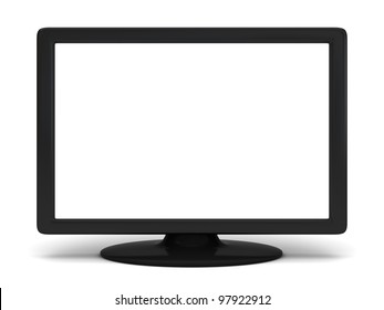 Blank screen tv or monitor on white background