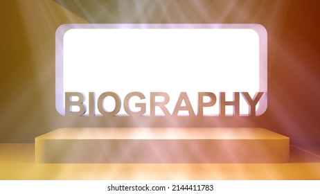 Blank Screen With Word Biography. 3d Rendering