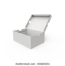 Blank Shoe Box, Isolated On A White Background. 3D Illustration