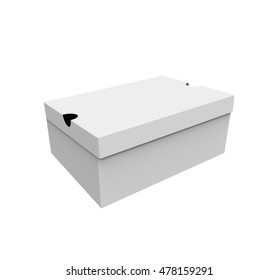 Blank Shoe Box, Isolated On A White Background. 3D Illustration