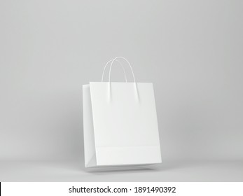 Blank shopping bag mockup. 3d illustration on gray background 