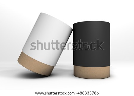 Blank short cylindrical box packaging. 3D