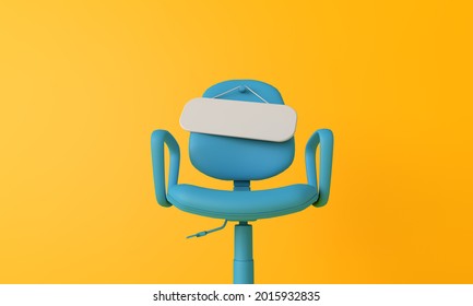 Blank Sign On An Empty Chair. Hiring New Job Vacancy Concept. 3D Rendering