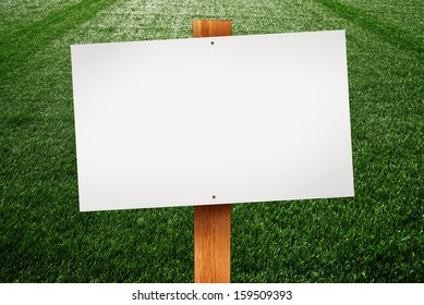 Blank Sign On Green Lawn For Your Message.