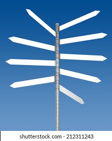 Blank signpost. Digitally Generated Image. 3D Rendering