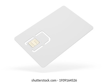 Blank Sim Card Isolated On White Background. 3d Illustration