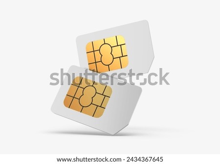 Blank sim card template 3d illustration.