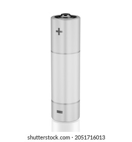 Blank Size AA Battery In Gray For Your Design. 3d Render.