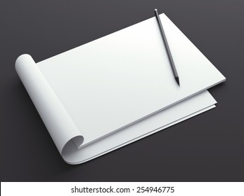 Blank Sketchbook With Pencil