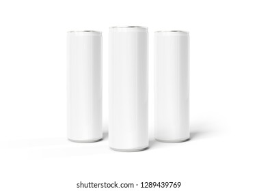 Blank Slim Soda Can Mockup Isolated On White Background 3D Rendering