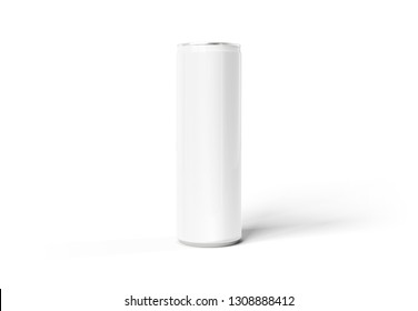 Blank Slim Soda Can Mockup Isolated On White Background 3D Rendering