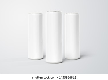 Blank Slim Soda Can Mockup Isolated On White Background 3D Rendering