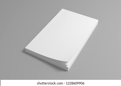 Blank Soft Cover Book Mockup. White 3D Rendering Mock-up.