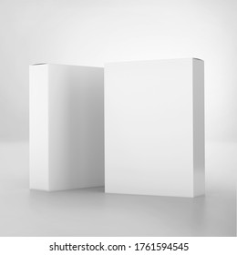 Blank software box Mockup, medium size white Cardboard packaging box, 3d rendering isolated on light background