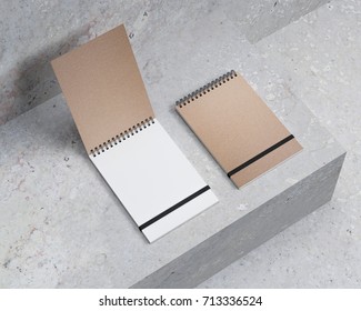 Blank Spiral Notepad Mockup, Notebook 3d Rendering