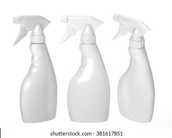 Blank Spray Bottle Packaging With Clipping Path For Liquid Product Like Dish Washing Or Ironing Starch . Ready For Your Design And Artwork.
