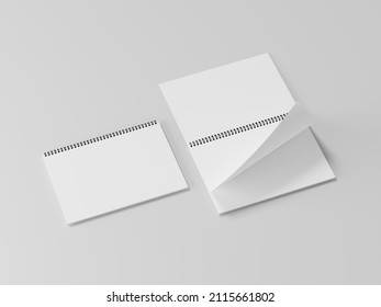 Blank Spring Note Mockup, A Realistic Set Of White Notepad Sheets, 3d Rendering, 3d Illustration