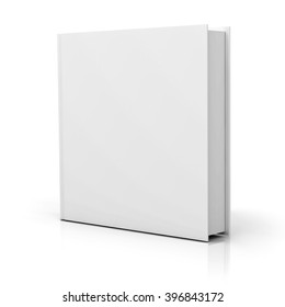 Blank Square Book Cover Over White Background With Reflection