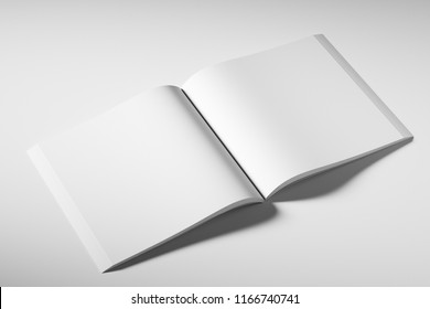 Blank Square Booklet Template On White Background. Mockup. 3d Rendering