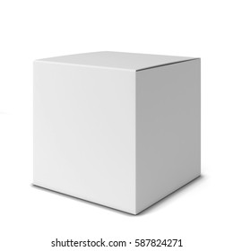 Blank Square Box. 3d Illustration Isolated On White Background 