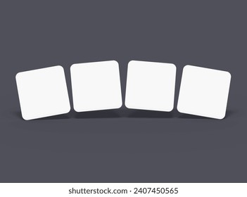 Blank square cards for design presentation. 3d rendering.