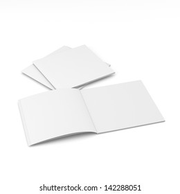 Blank Square Catalog Or Brochure Mock Up On White. Render