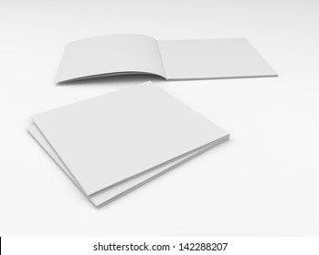 Blank Square Catalog Or Brochure Mock Up On White. Render