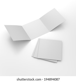 Blank Square Leaflets With Three Wings Isolated On White. Render