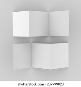 Blank Square Leaflets With Three Wings From Top View