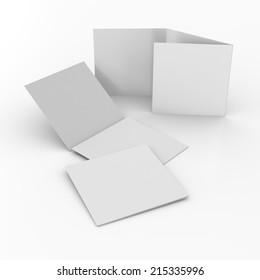 Blank Square Leaflets With Three Wings Isolated On White. Render