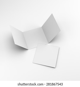 blank square leaflets with three wings isolated on white. render