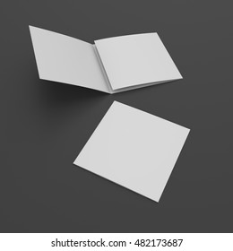 blank square leaflets with three wings isolated on black. 3D rendering