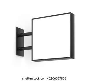 Blank square light box sign mockup with copy space isolated on white background. 3D illustration